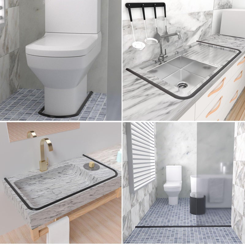 Duzzy 75 Inch Collapsible Shower Water Dam, Shower Threshold Water Stopper Barrier and Retention System and Keeps Water Inside Threshold Dry and Wet Separation, Suitable for Bathroom & Kitchen - Image 5
